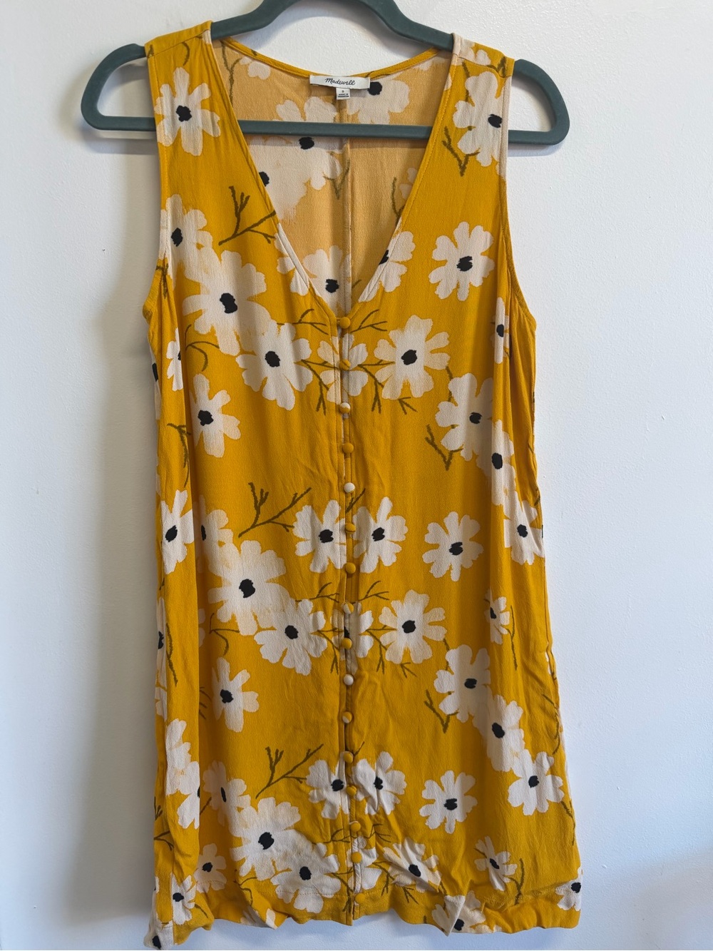 Madewell Yellow Floral Sleeveless Dress Size S